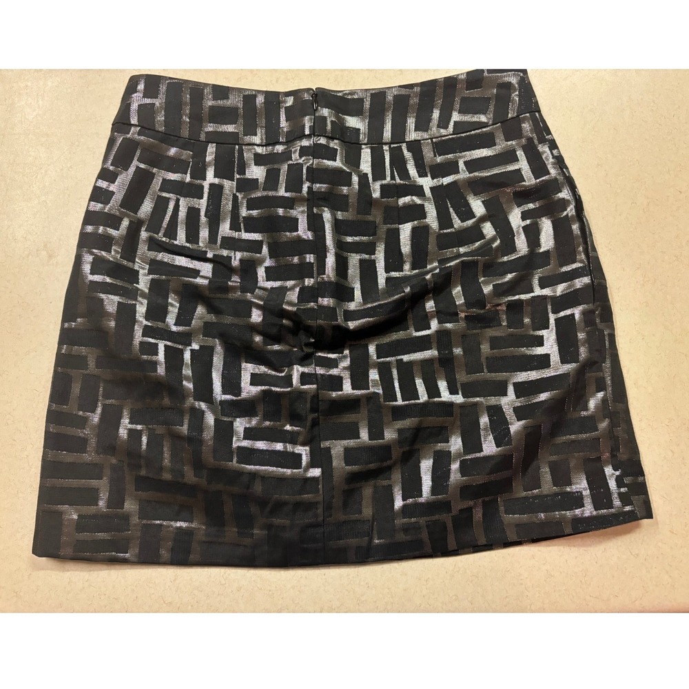 Banana Republic Metallic Silver Black Geometric Jacquard Mini Skirt Size 2